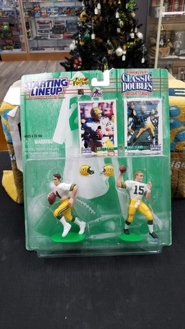NIB 1997 NFL STARR FAVRE GREEN BAY PACKERS FIGURE STARTING LINEUP SLU 2 PACK Cover