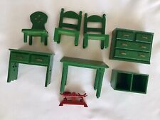 Dollls House Furniture Green chairs & tables excellent condition.