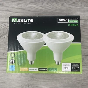 2 Maxlite 90W-Bulbs PAR38 Flood Light Dimmable 13W-LED 2700K Soft White 950L E26 - Picture 1 of 12