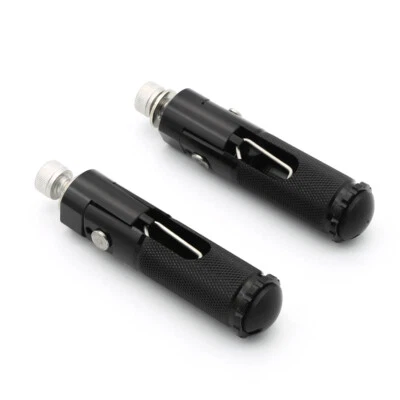Reposapiés plegables universales CNC para motocicleta pedales estriberas negras Foto 1 de 4