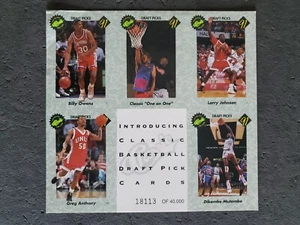 1991 Classic Basketball Draft Picks Promo Sheet Mutombo Johnson 18,113/40,000 - Picture 1 of 2