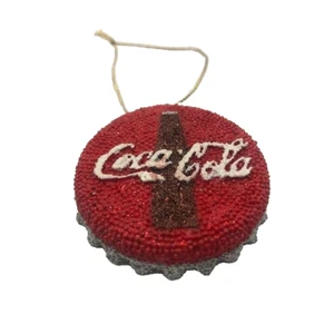 Vintage Coca Cola Brand Bottle Cap Themed Hang Ornament 2" Diameter Red 2003 - Picture 1 of 7