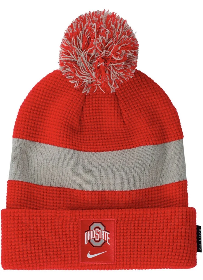 Ohio State Buckeyes Nike Unisex Adult Sideline Red Winter Beanie Pom Hat Cap