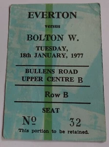 1976/77 League Cup Semi Final Everton v Bolton Ticket Stub - Picture 1 of 2