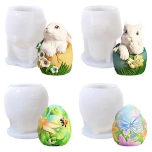 Silicone Rabbit Egg Candle Making Mould Bunny Aromatherapy Soap Craft Mold Tool; - Picture 1 of 21