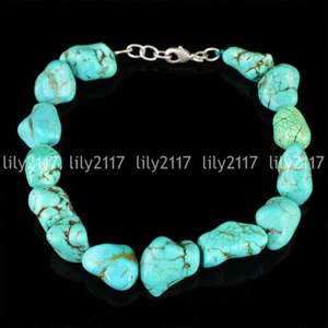Chunky Natural 15x20mm Green Turquoise Gemstone Nugget Jewelry Beaded Bracelets - Picture 1 of 3