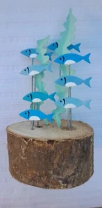 Shoal Of Little Fish On Wood Swimming Fish Fish Shoal Sprats Blue Fish - Picture 1 of 5