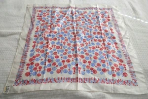 "BUFANDA DE SEDA DE COLECCIÓN ECHO CHINON ~ ROJA Y AZUL GEOMÉTRICA ~ 22" x 23" - Imagen 1 de 5