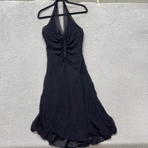 Vestido halter Maggy London para mujer 6 negro seda midi lentejuelas caprichoso gótico - Imagen 1 de 10
