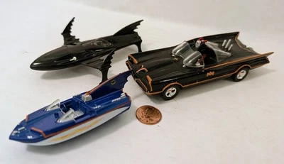 Jada/Mattel.BATMAN.1966 Classic Batmobile+Bat Boat+Bat-SKI(Returns)3 Diecast lot - Image 1 of 4