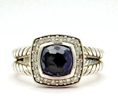 Anillo DAVID YURMAN Pequeño Albión Plata de Ley con Amatista y Diamantes Talla 5.5 Foto 1 de 4