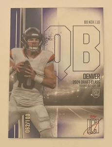 2024 Topps Signature Series Bo Nix Purple Chrome Variation RC 062/100 Broncos - Picture 1 of 2