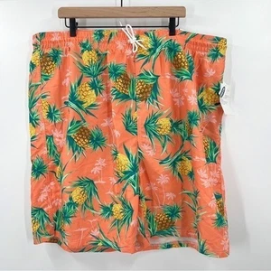 Costume da bagno uomo Old Navy nuovo con etichette XXL arancione ananas 8" cuciture interne UPF 40+ arancione - Foto 1 di 7