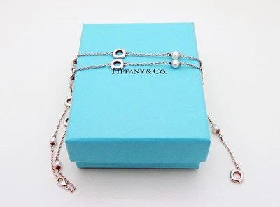 Tiffany & Co. Sterling Silver Cushion Square Link Pearl Lariat 16" Necklace - image 1 of 4