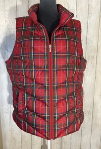 Chaleco acolchado Lands' End tartán a cuadros rojo verde talla XL/T acogedor - Imagen 1 de 14