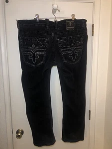 Rock Revival Jeans Herren 40 Andie Boot Cut Schwarz Baumwolle Verziert Denim - Bild 1 von 8