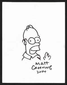 MATT GROENING Signed Autographed 11 x 14 Hand Drawn Artwork HOMER SIMPSON - JSA - Picture 1 of 3