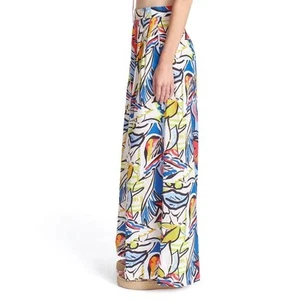 Anthropologie Corey Lynn Calter Printed Wide-Leg Pants Size Large P Linen Blend - Picture 1 of 15