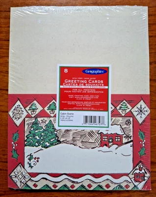 Geografía Cabina Invierno Escena de Nieve Navidad Vacaciones Tarjetas Imprimibles Paquete de 8 Foto 1 de 3