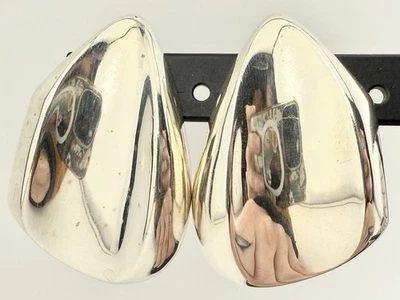 BAYANIHAN 925 STERLING SILVER PUFFY RETRO OMEGA BACK POST EARRINGS K242C - Image 1 of 4