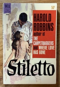 Stiletto by Harold Robbins - vintage 1964 Dell drama/crime pb, Abbett GGA - Foto 1 di 6