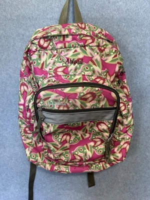 Mochila Personalizada L.L.Bean Nombre de "ABIGAIL" Rosa/Verde y Amarillo Foto 1 de 4