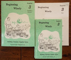 Lot 3 Beginning Wisely English 3 Student Text Tests Teachers Manual Rod & Staff - Picture 1 of 4