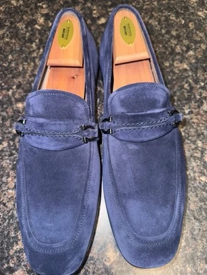 SALVATORE FERRAGAMO PARIGI Royal Blue Calf Leather suede Men Loafers Size 8D - Image 1 of 4