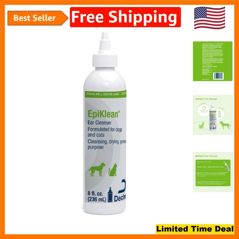 Dechra EpiKlean Ear Cleaner for Dogs & Cats 8oz EXP 10/2026