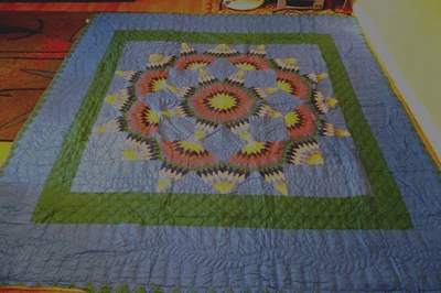 Patchwork Star Patt hecho a mano. Edredón 86" x 86" Foto 1 de 3