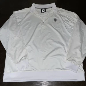 Maglione pullover FootJoy uomo XXL bianco golf 1/4 zip 1899 crest 2XL usato in ottime condizioni - Foto 1 di 5