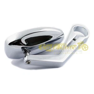 Specchio cromato per manubrio da 22 e 25 mm bar end cafè racer - Picture 1 of 2