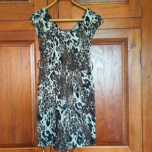 Red herring size 12 cap sleeved leopard print cotton dress - Picture 1 of 9