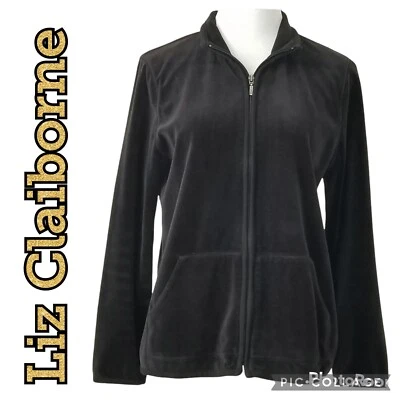 Chaqueta LIZWARE by LIZ CLAIBORNE Marrón Terciopelo Ropa Activa Pista Talla Grande Foto 1 de 4