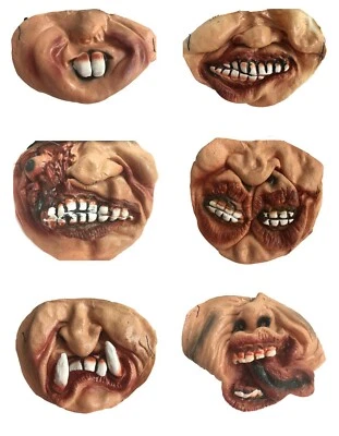 Funny Scary Gag LATEX LOWER HALF FACE MASK Halloween Costume Mouth Cover -CHOOSE - Image 1 of 4
