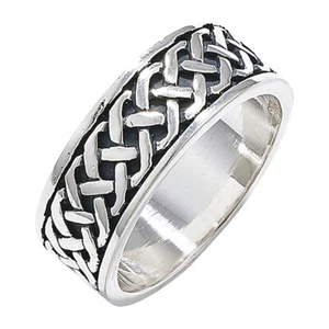 Men's Sterling Silver Celtic Ring Wedding Band Gents 925 Hallmark Sizes R - Z - Picture 1 of 3