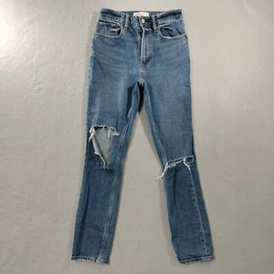 Abercrombie & Fitch The Skinny High Rise Distressed Blue Denim Jeans Womens 26/2 - Picture 1 of 6
