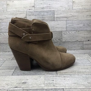 WOMENS RAG AND BONE SUEDE ZIP ANKLE WRAP STRAP HARROW BOOTIE TAN~ SIZE 8 - Picture 1 of 10