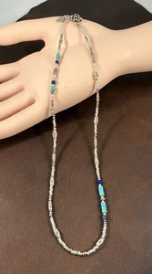 Collar Gargantilla Vintage Delicado Esterlina Y Turquesa Cuentas Pájaro Peyote - Imagen 1 de 12