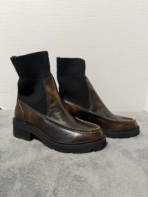 Botines Chelsea Frye 6m Astrid Tejidos Cuero Triturado en Negro Caramelo Foto 1 de 4