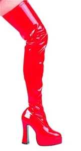 Ellie 5" Chunkyy Heel Thigh High Stretch Thrill Red Boots - Picture 1 of 1