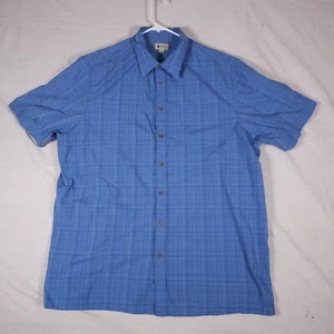 Haggar Button Shirt Mens 2XLT Tall Short Sleeve Blue Plaid Office Work FLAW - Picture 1 of 15