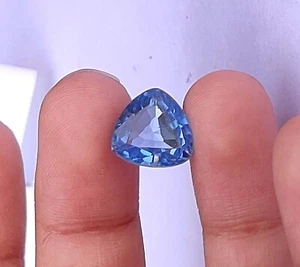 Natural 7.20 Ct Certified Brazilian Trillion Cut Ocean Blue Aquamarine Gemstone - Picture 1 of 8