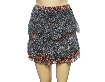 Iro Synthetic Tulcie Mini Skirt L 42 Women Casual Print Ruffle Short NEW 18891 - Image 1 of 4