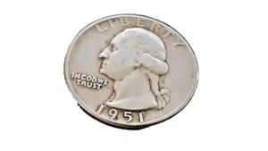 1951 Washington Quarter 90% Silver Grades Fine Only $.75 Shipping - Picture 1 of 2