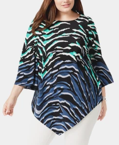 Blusa Alfani Talla Grande 0X,1X Para Mujer Elegante Estampado de Cebra Dobladillo en Punta Top NUEVA $75 - Imagen 1 de 12