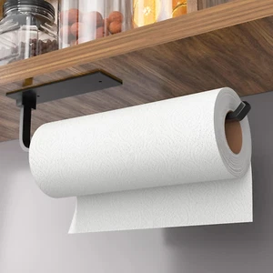 Paper Towel Holder - Self-Adhesive or Drilling, Matte Black Paper Towel Rack und - Picture 1 of 12