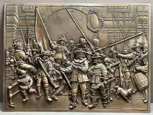 Antique WMF Zinn Ges.Gesch Pewter 3D Relief Wall Picture Rembrand Night Watch - Picture 1 of 7