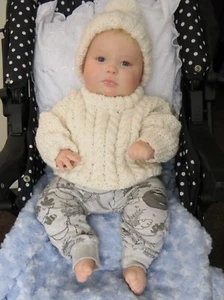 Aran Baby Sweater and Hat Pattern. VR55 - Picture 1 of 3