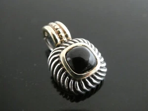 David Yurman Sterling Silver 925 & 18k YG Onyx Albion Small Enhancer Pendant - Picture 1 of 7
